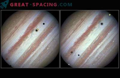 Hablais pārsteidza trīs Jupitera satelītu tranzītu