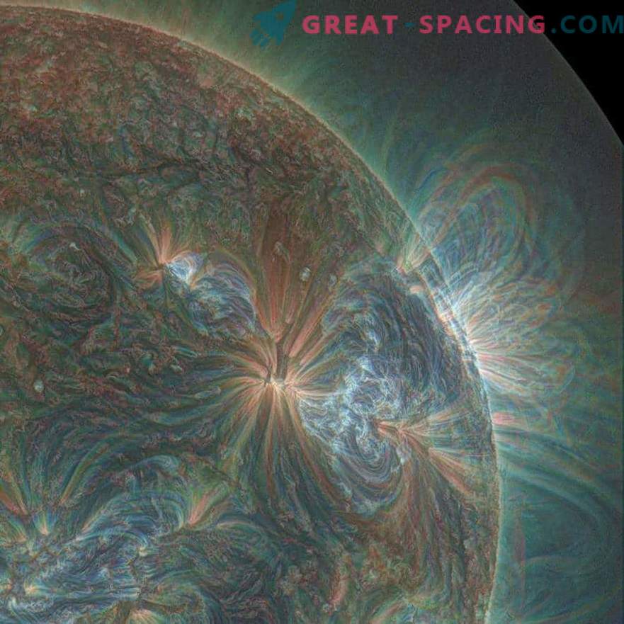 Võimas päikesepursked, mida põhjustavad suured magnetilised jooned.